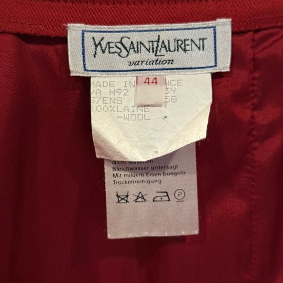 Yves Saint Laurent Women's US XL Vintage Red Wool Pencil Skirt - Rare 80s/90s - Picture 6 of 9